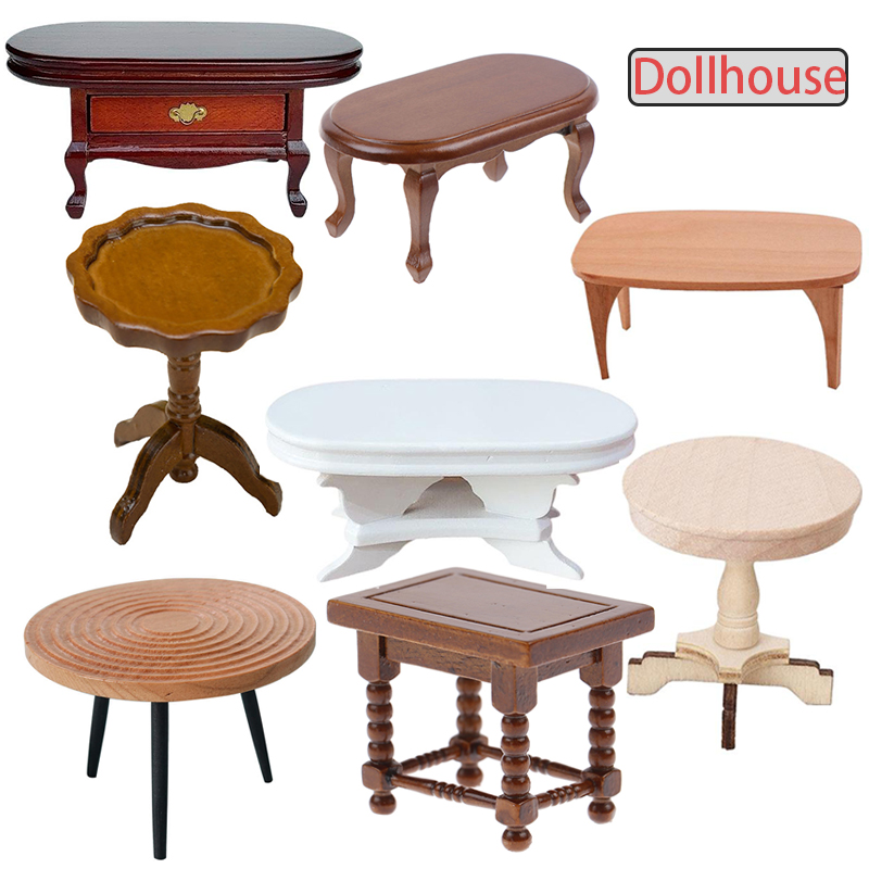 Coffee And Tea Bar - 1:12 Dollhouse Miniature Round Table Tea