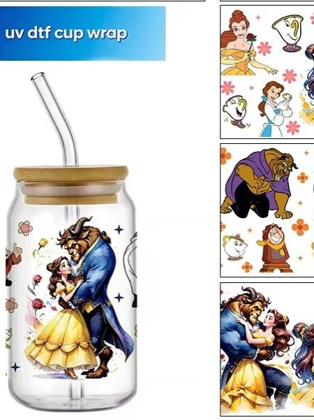 Coffee And Tea Glass - Cartoon popular Princess UV DTF cup