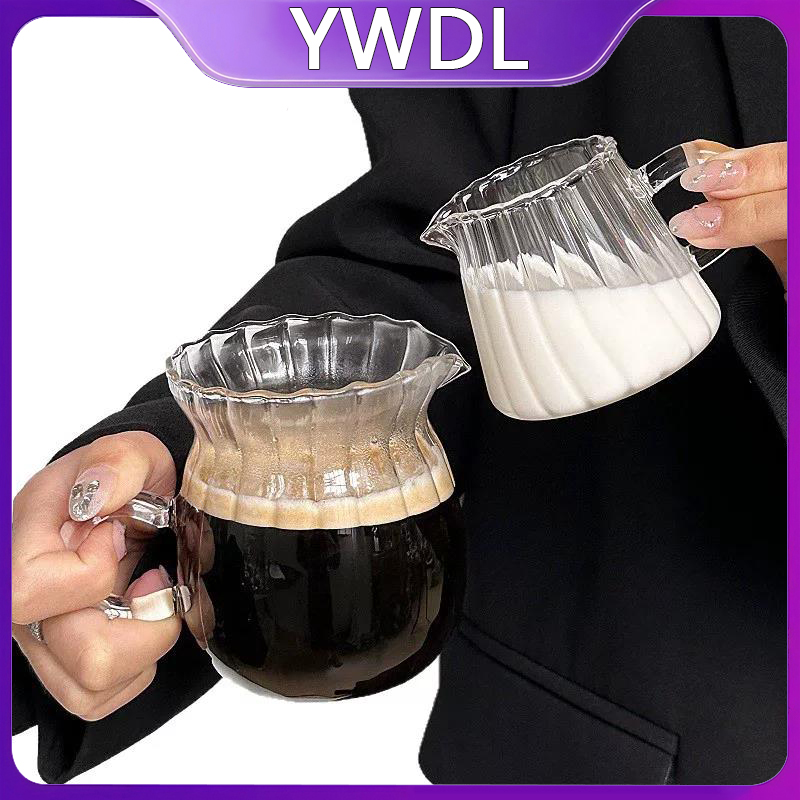 Coffee Tea Creamer - High Borosilicate Glass Milk Pitcher Stripes