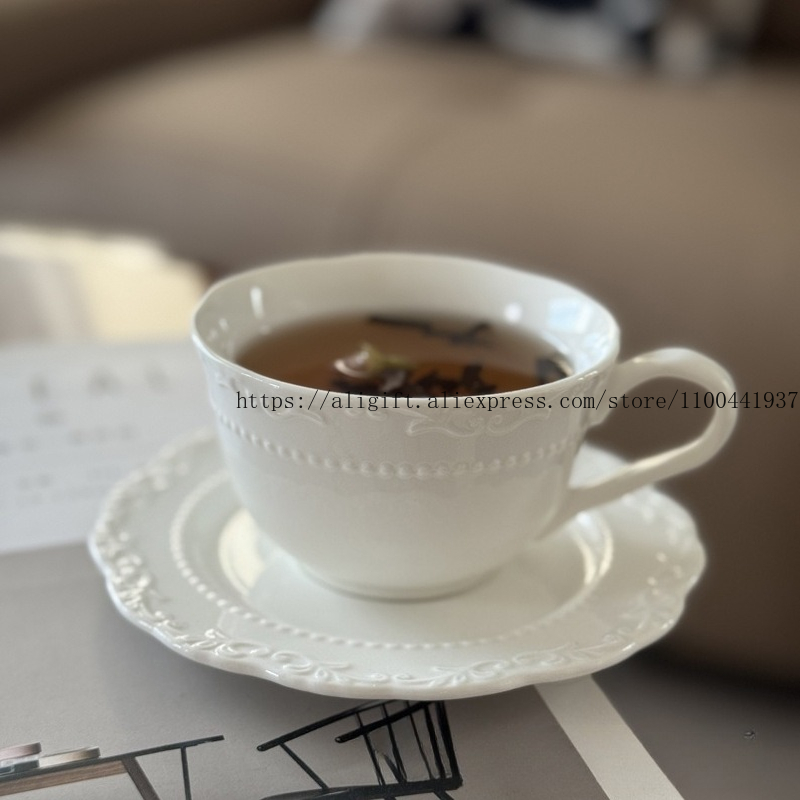Coffee Tea Game - French Light Luxury Embossed Floral Coffee