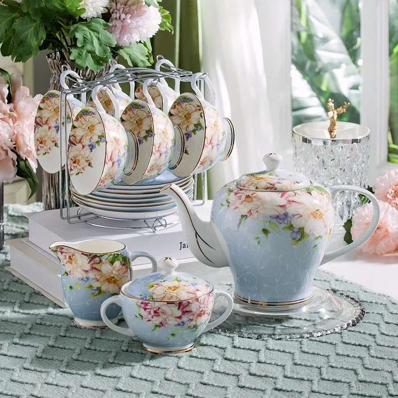 Pink Blue Flower Bone china Co - Coffee Tea Creamer recension och pris