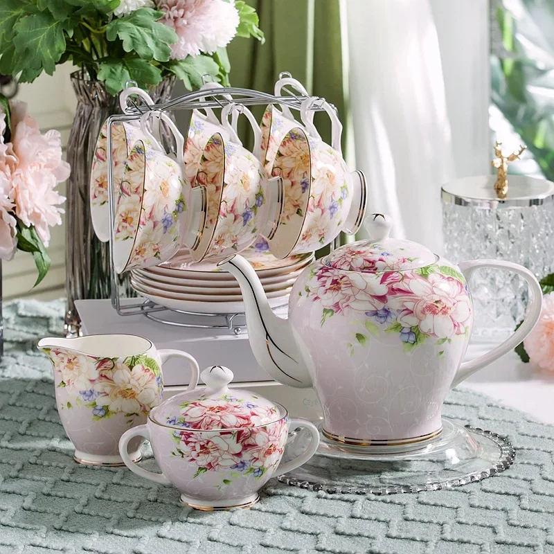 Pink Blue Flower Bone china Co - Coffee Tea Creamer recension och pris