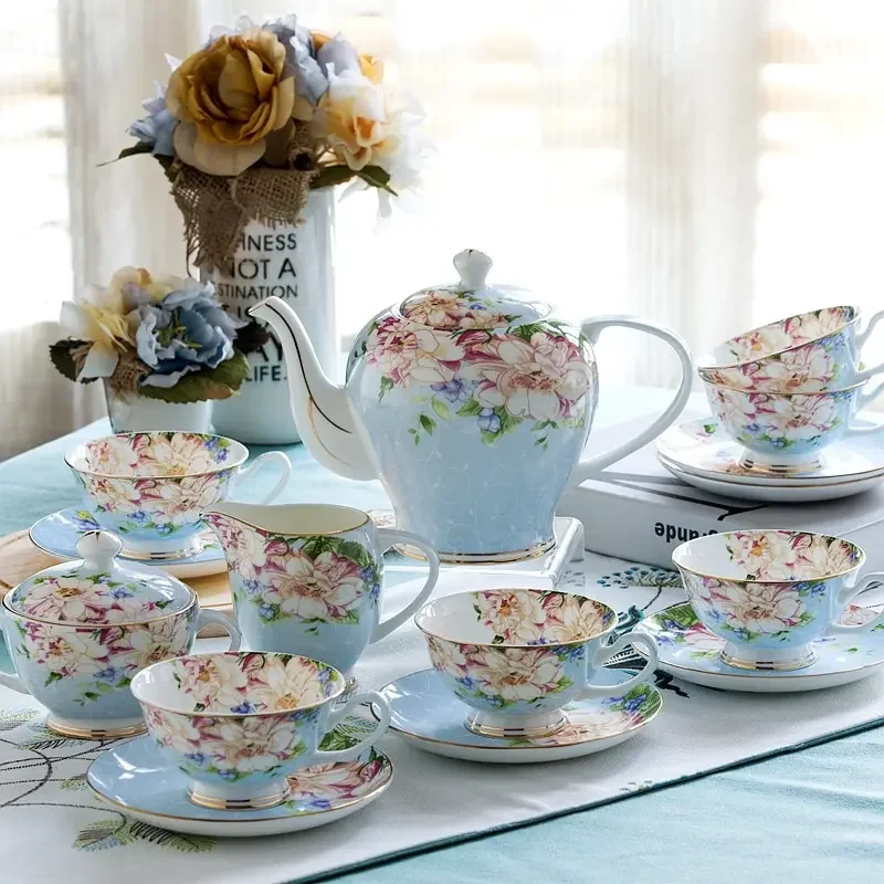Pink Blue Flower Bone china Co - Coffee Tea Creamer recension och pris