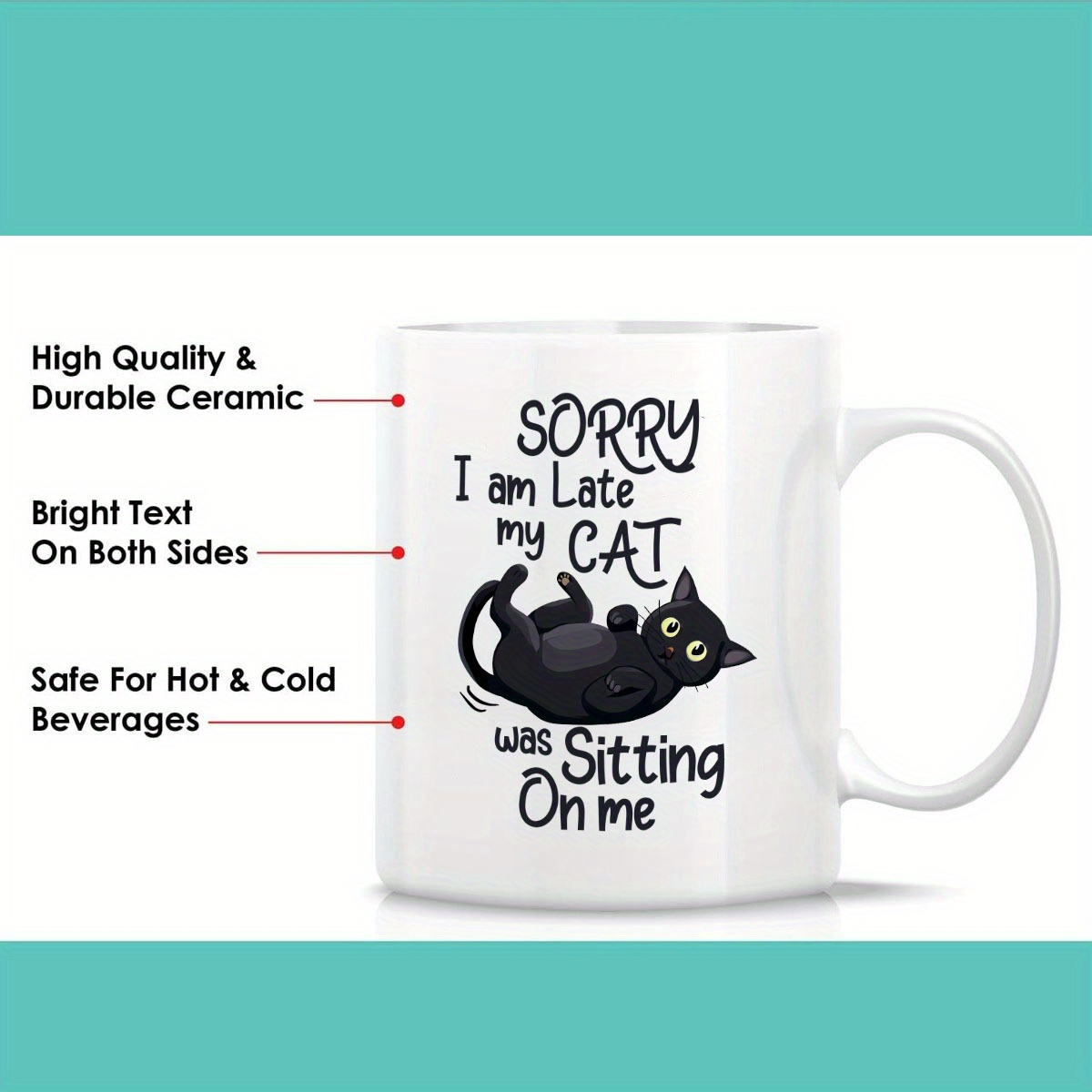1 Funny Cat Shaped Ceramic Mug - Coffee Tea With Me recension och pris