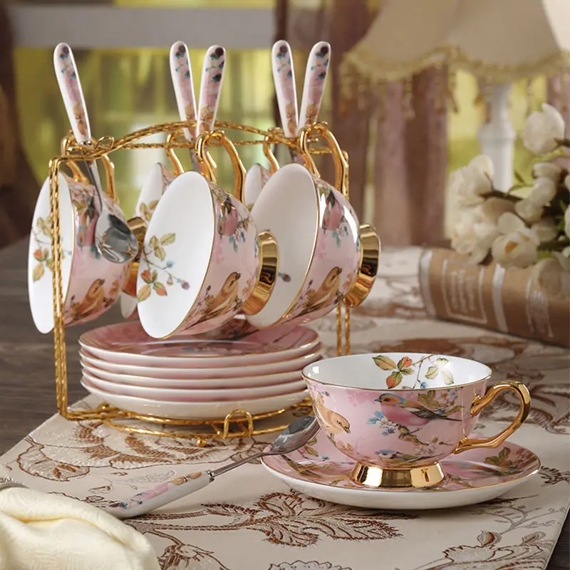 Bone china Coffee Cup Set Pink - Coffee Tea Creamer recension och pris